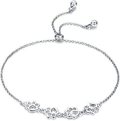 Bracelet en argent avec motif de patte – Taille ajustable