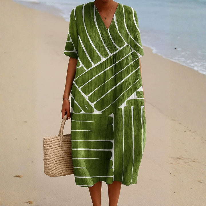 Eira - Robe Verte avec Motif Géométrique