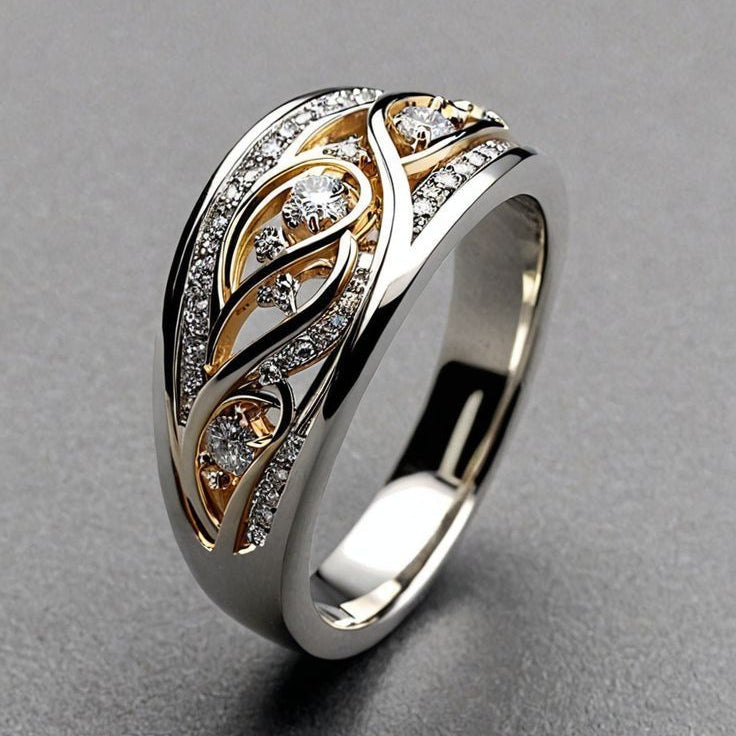 Bague Creuse en Or et Argentée