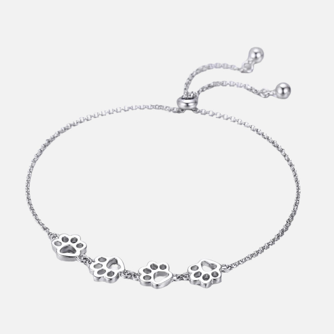 Bracelet en argent avec motif de patte – Taille ajustable