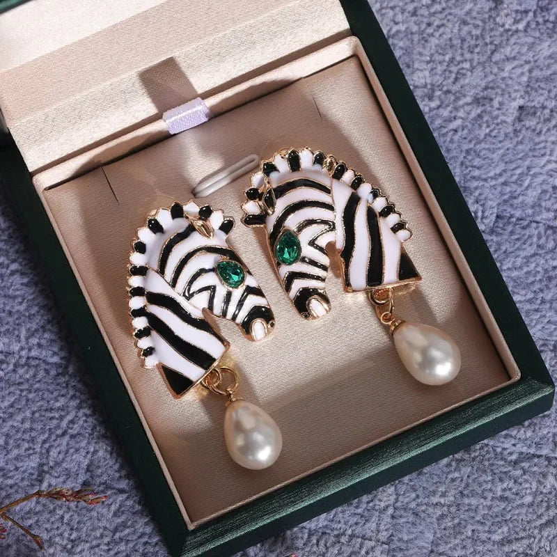 Boucles d’oreilles en perles zébrées