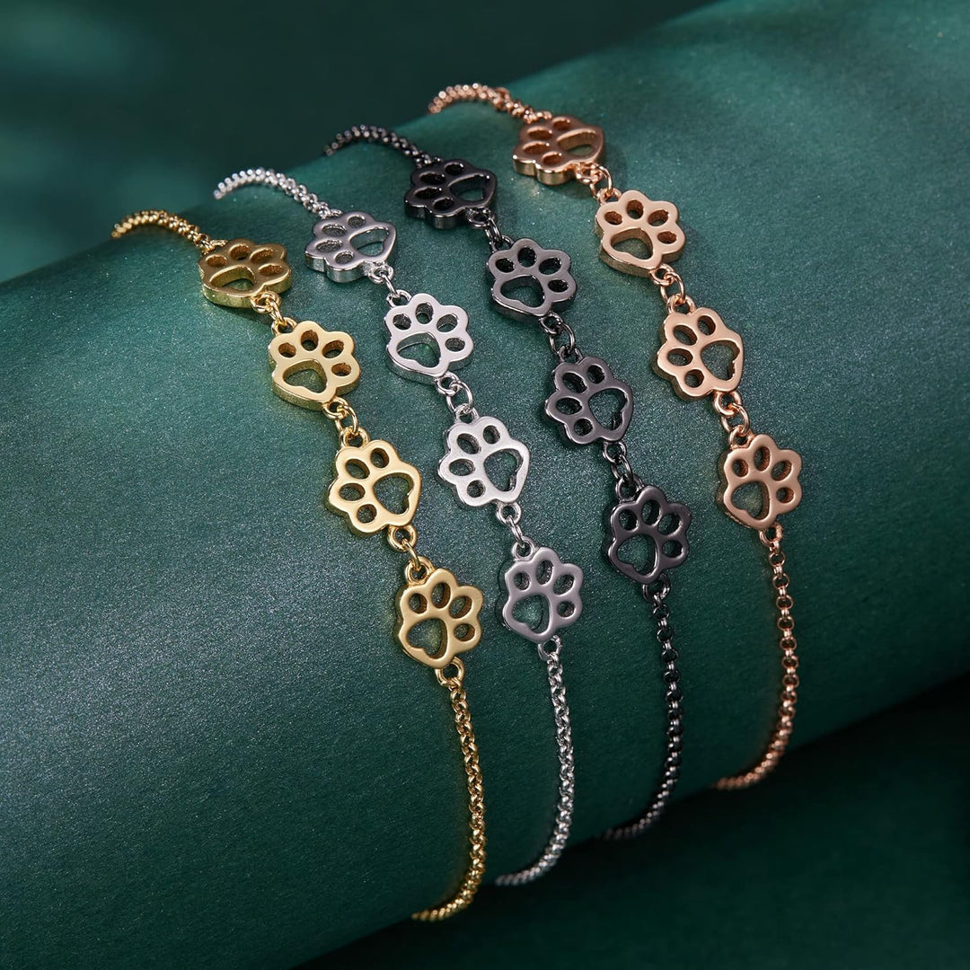 Bracelet en argent avec motif de patte – Taille ajustable