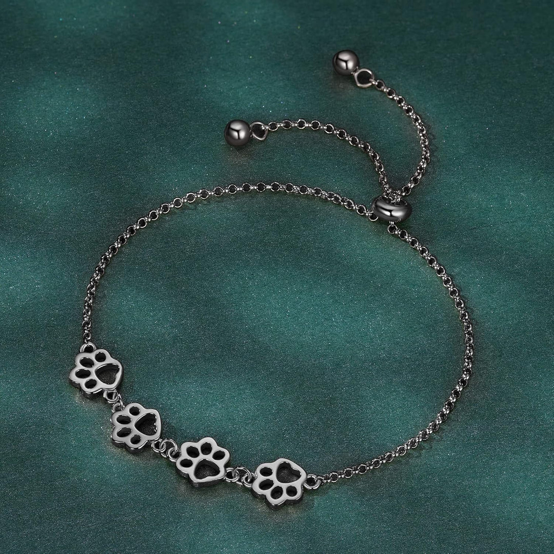 Bracelet en argent avec motif de patte – Taille ajustable