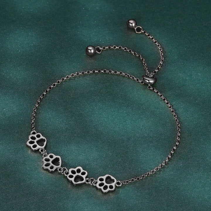 Bracelet en argent avec motif de patte – Taille ajustable