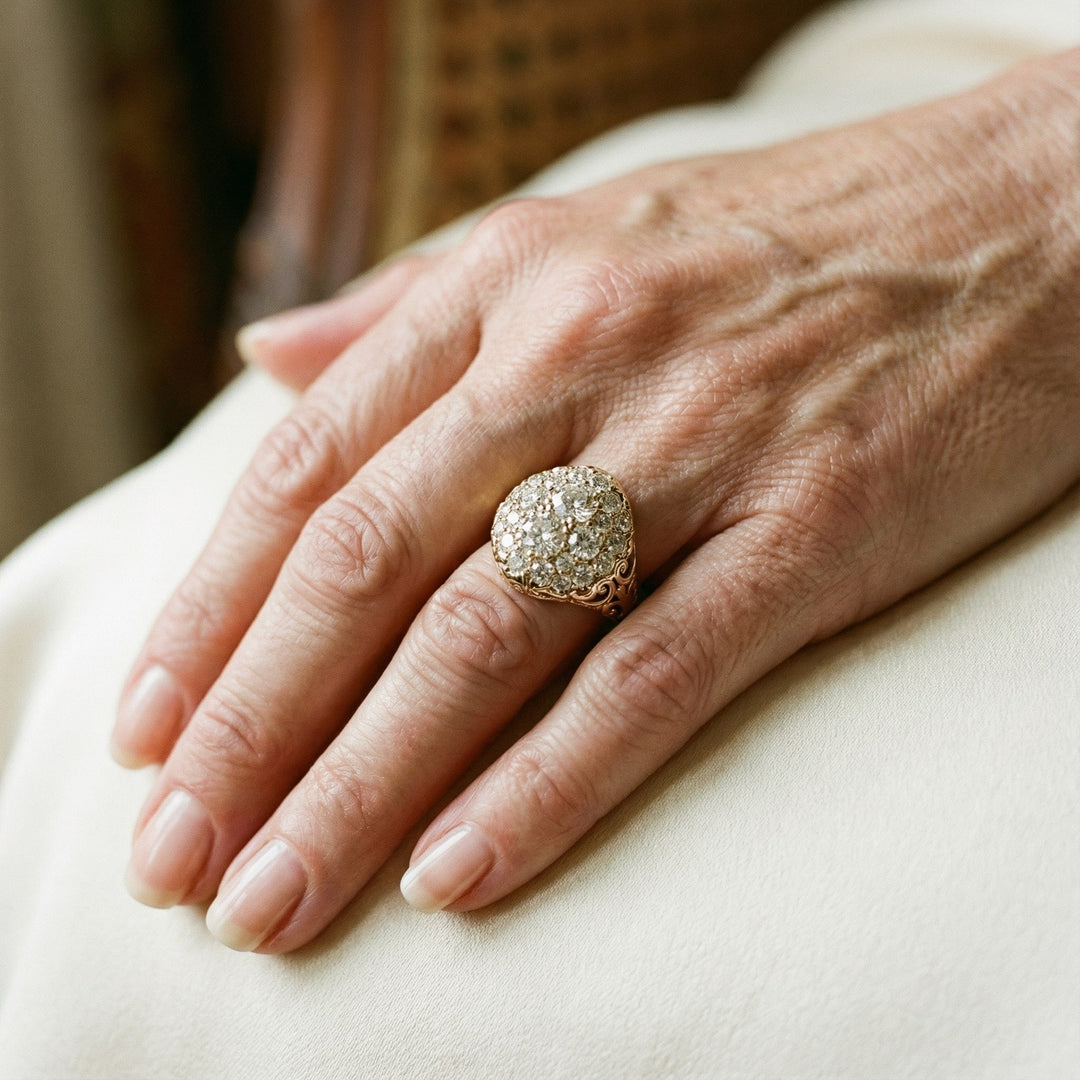 Anneau Vintage Rond en Or avec Diamant