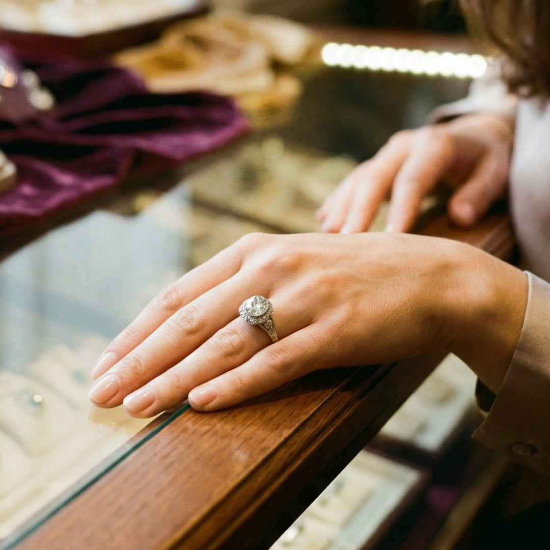 Bague Vintage en Argent avec Cristal