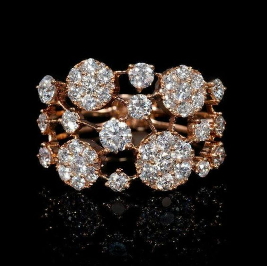 Bague Vintage en Or Rose avec Pierres Brillantes Incrustées