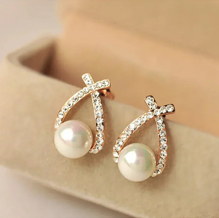 Eva - Boucles d'oreilles en perles et cristaux entrelacés
