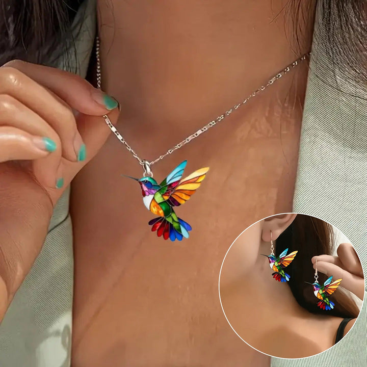 Superbe collier avec colibri + boucles d'oreilles gratuites – Offre spéciale limitée