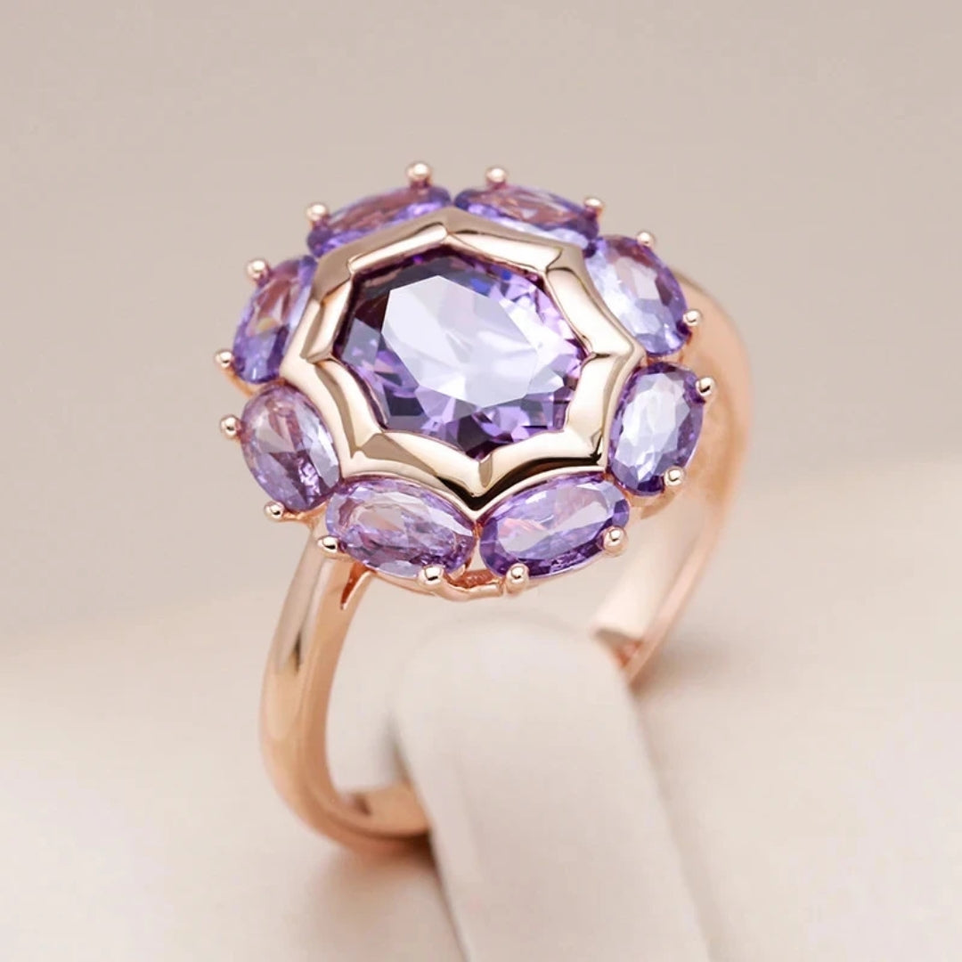 Anneau avec Cristal Violet Rond