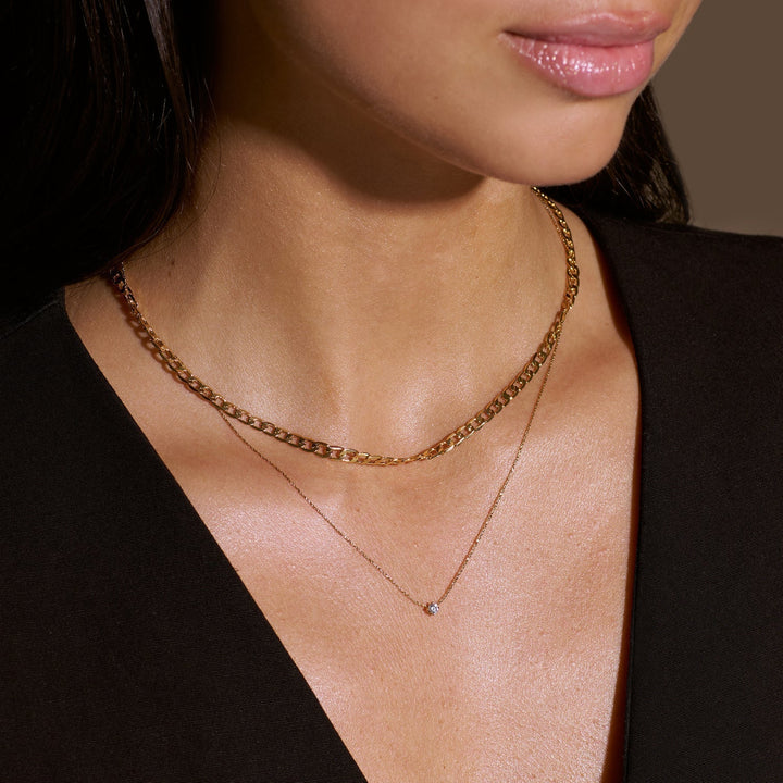 Collier Gourmette Plate en Or