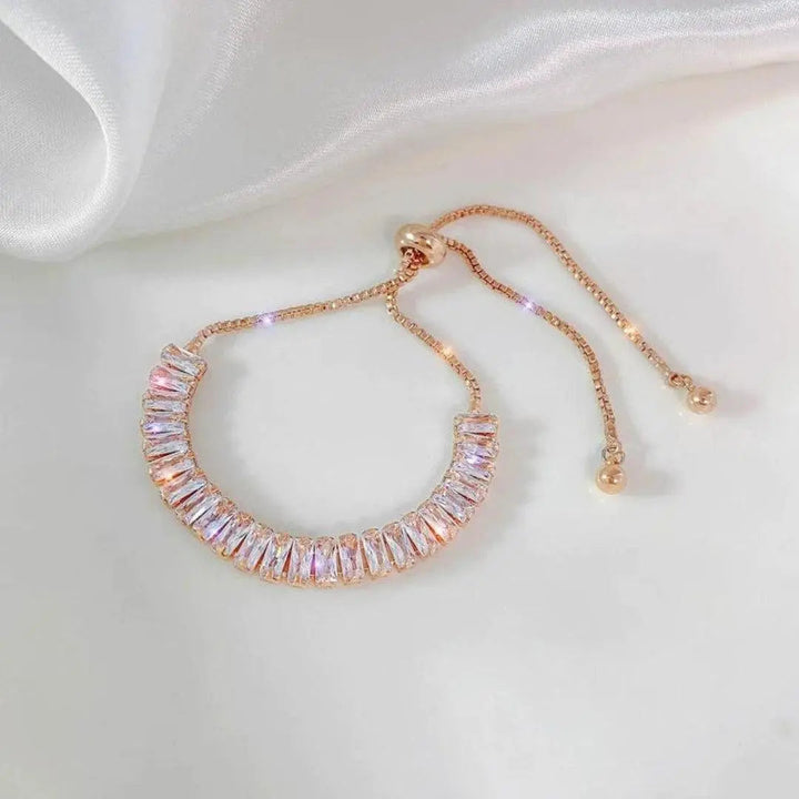 Bracelet Ajustable en Zircon Cubique Plaqué Or et Argent