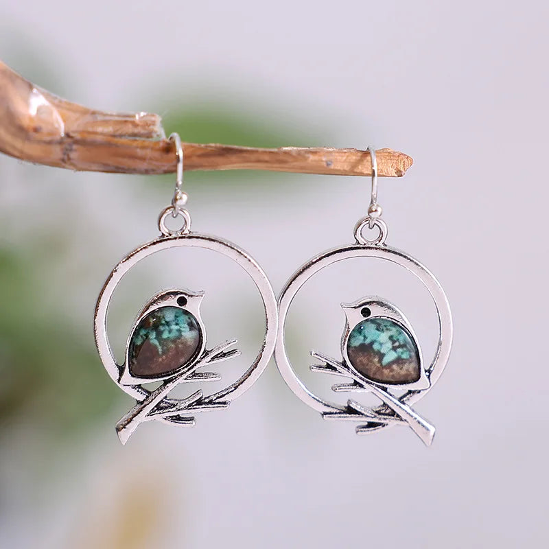 Boucles d'oreilles Vintage Oiseau sur Branche – Évoquant la Liberté et la Sérénité