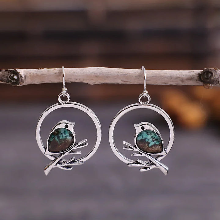Boucles d'oreilles Vintage Oiseau sur Branche – Évoquant la Liberté et la Sérénité