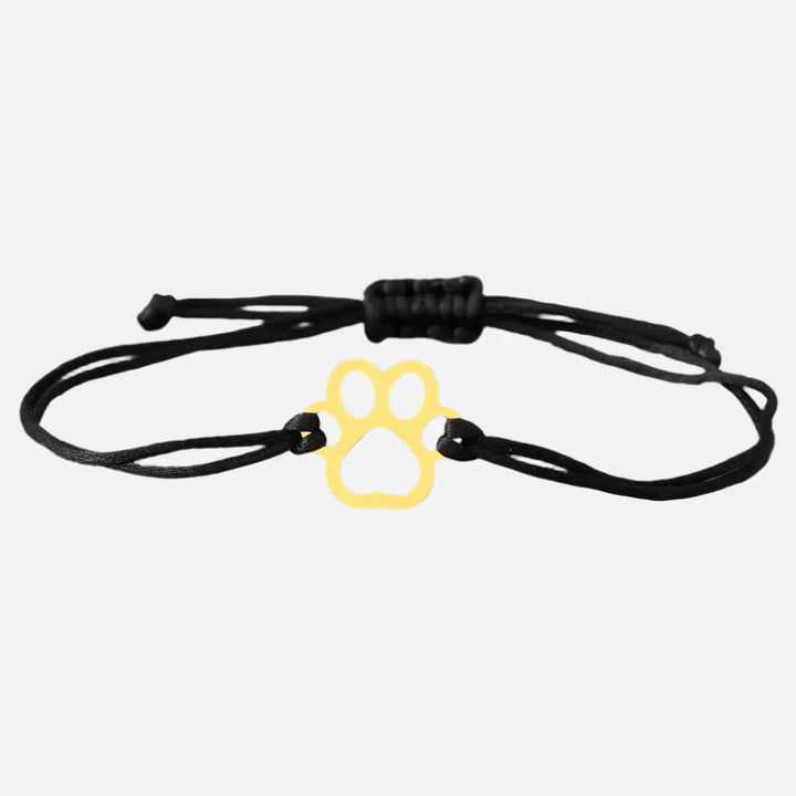 Bracelet ajustable en cordon avec motif de patte – Design noir et rouge