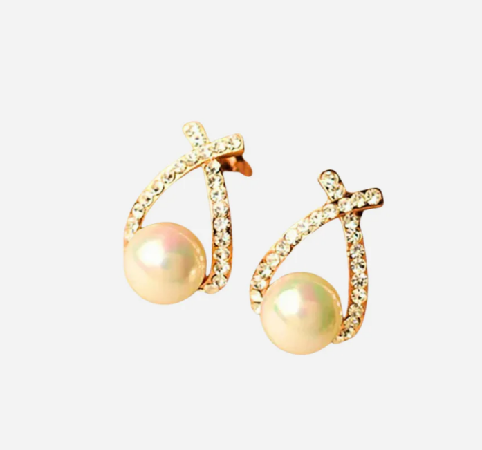 Eva - Boucles d'oreilles en perles et cristaux entrelacés