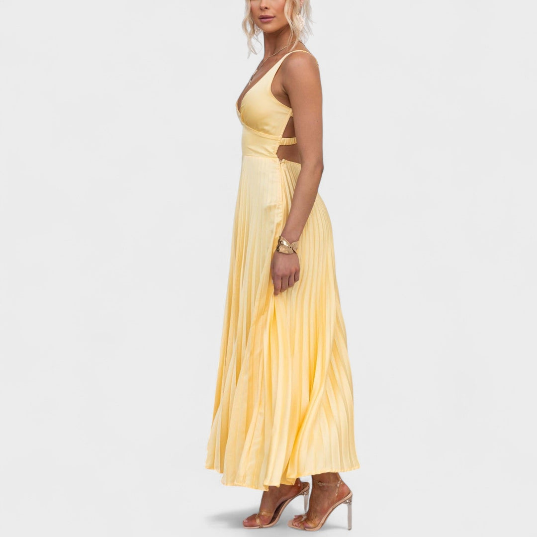 Abia - Robe maxi plissée jaune