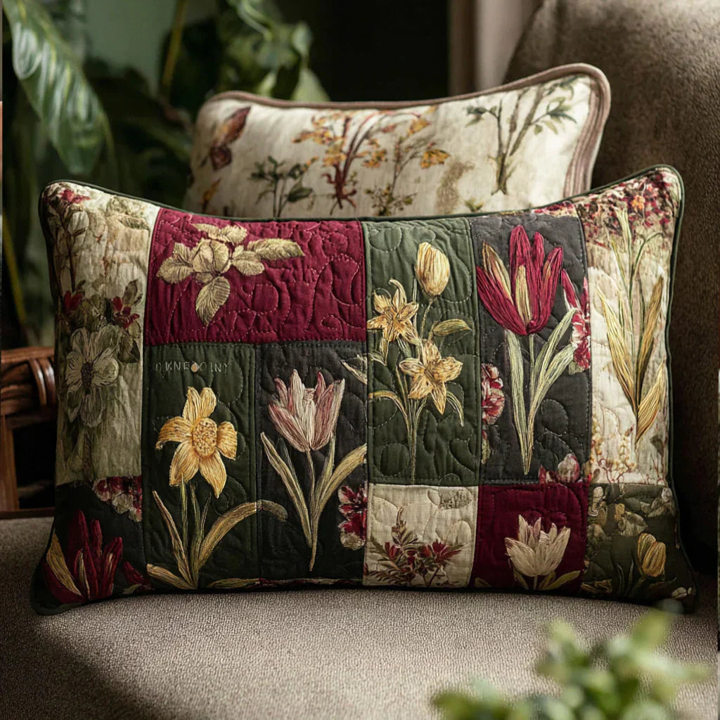 Housse de Coussin Matelassée - Rêves de Fleurs Sauvages