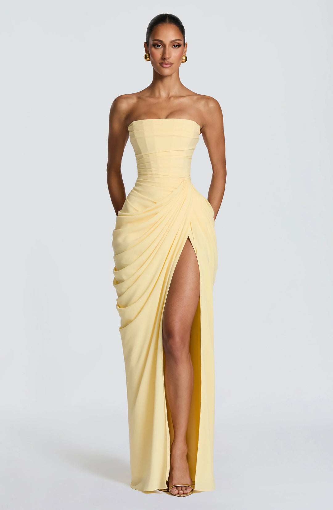 Adriana - Robe Longue Drapée avec Fente