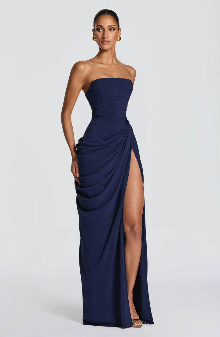 Adriana - Robe Longue Drapée avec Fente