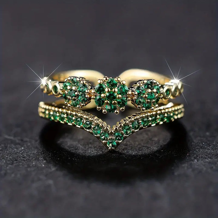 Émeraude Couronne Bague