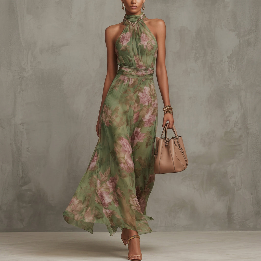 Filipa - Robe Longue Halter Florale
