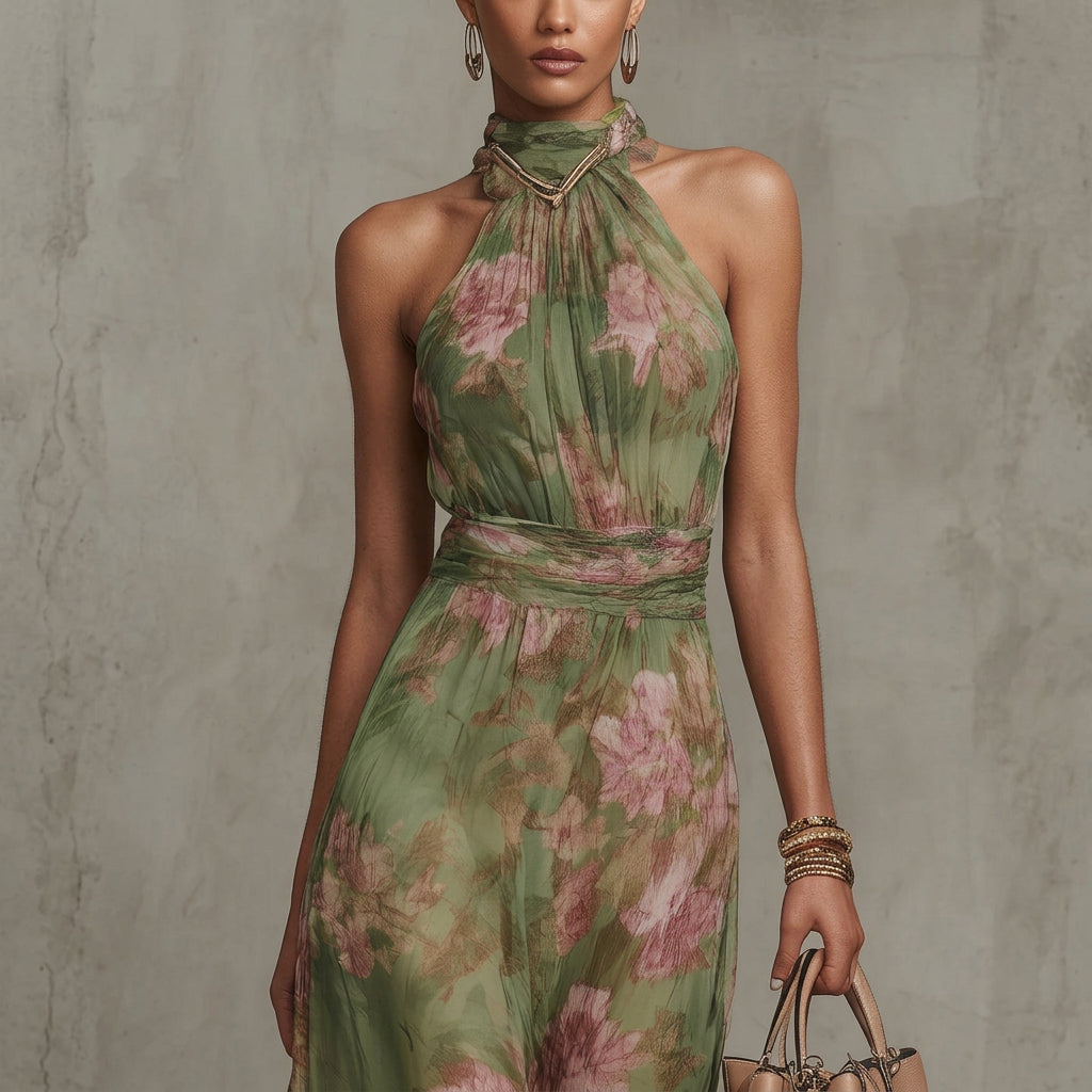 Filipa - Robe Longue Halter Florale