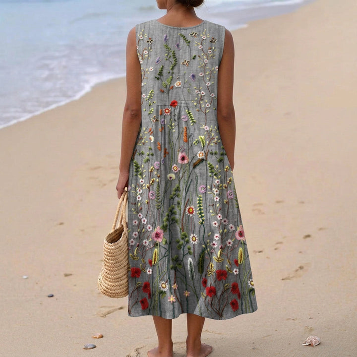 Viviana - Robe de Champ Brodée Florale