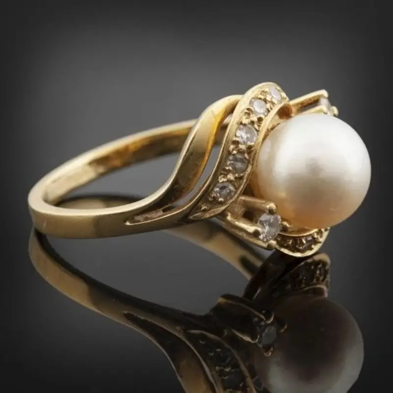 Anneau Chic en Or Éclatant avec Perle