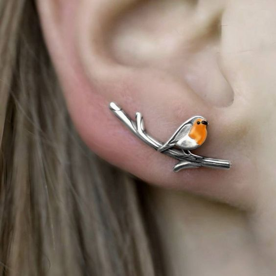 Boucles d'oreilles vintage Birdie en argent sterling