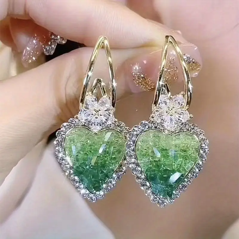 Boucles d'oreilles en cœur vert éclatant