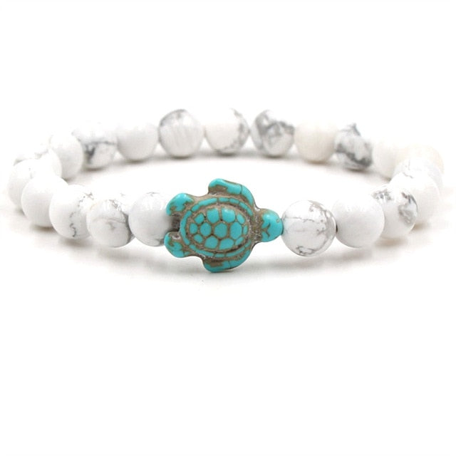 Bracelet en perles de pierre naturelle en forme de tortue unique