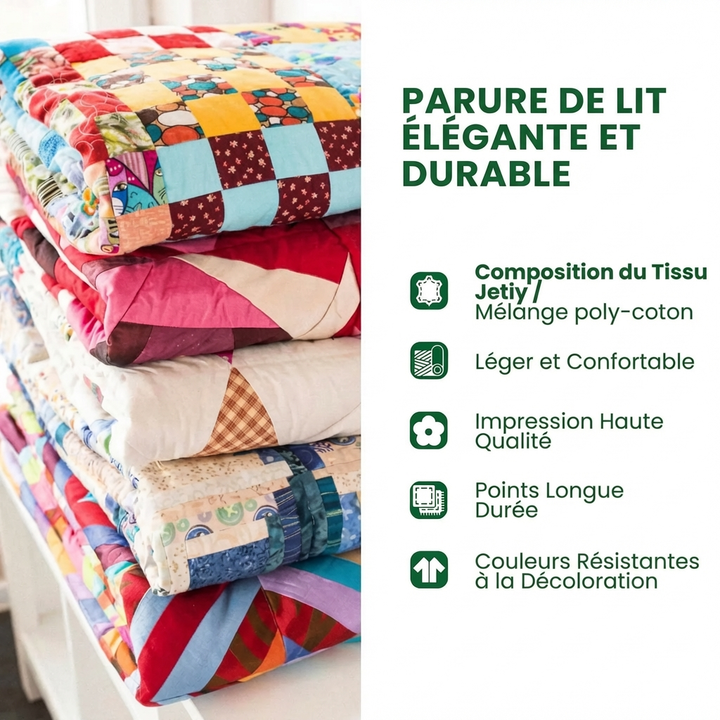 Parure de lit matelassée 3 pièces - Vagues de l'Océan